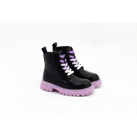 Juodai violetiniai žieminiai batai mergaitei su vilna