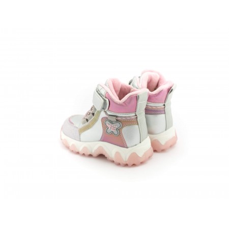 Sidabriniai rožinės spalvos Clibee žieminiai batai vaikams