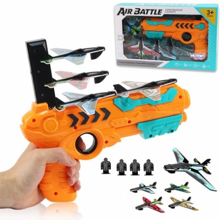 Žaislinis šautuvas-lėktuvų paleidėjas 2in1, oranžinis