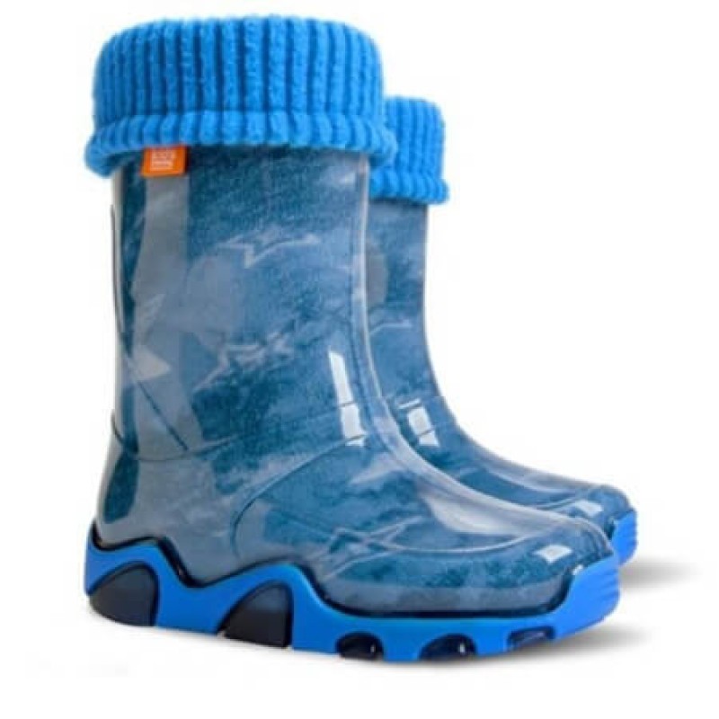 Tamsiai mėlyni Demar vaikiški guminiai batai su pašiltinimu
