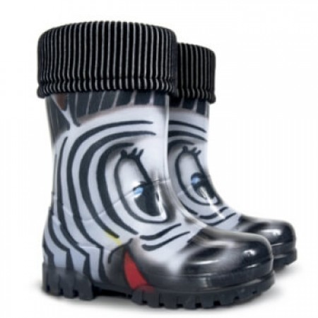 Tamsūs su zebra Demar vaikiški guminiai batai su pašiltinimu. 