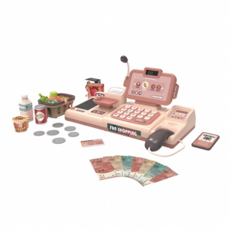 Vaikiškas kasos aparatas su skaitytuvu, svarstyklėmis, mikrofonu ir 25 priedais, Woopie