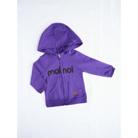 Vaikiškas džemperiukas violetinės spalvos  su gobtuvu ir užtrauktuku