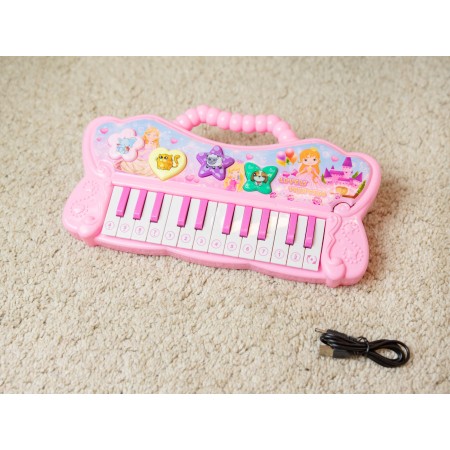 Lavinamasis muzikinis pianinas rožinės spalvos su gyvuūnų garsais