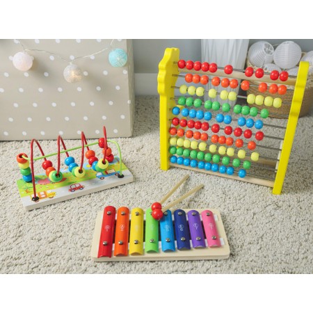 Medinis lavinamasis spalvotas daugiafunkcinis žaislas vaikams 3in1